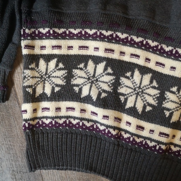 Weekend Edition fleece and knit cowl neck tunic style sweater, grey size medium - Picture 3 of 5